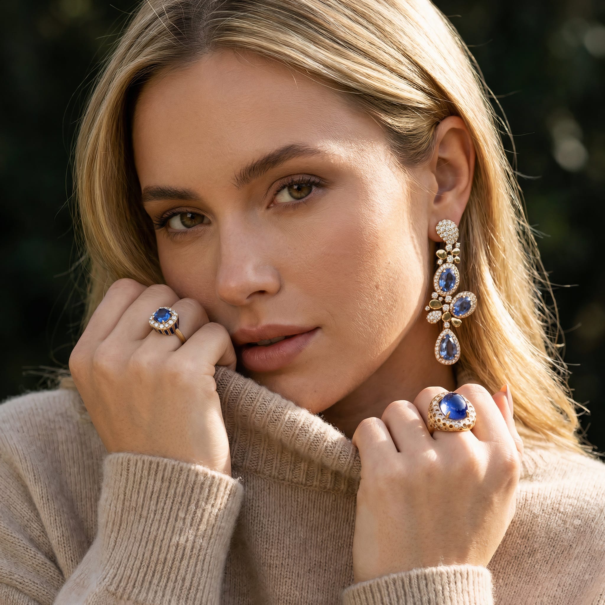 Model wearing jewelry - AI generated